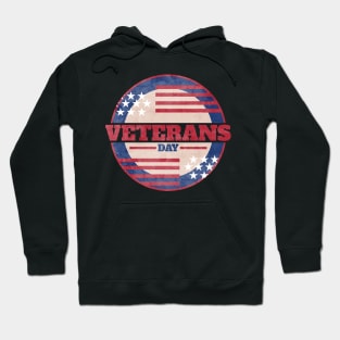 US Flag Round Logo For Veterans Day Hoodie